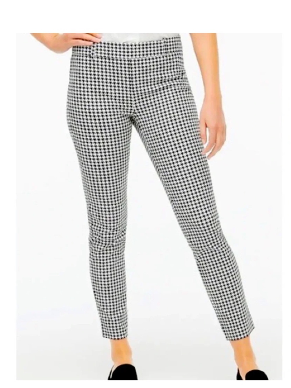 NWT J.Crew Skimmer Wool Blend Houndstooth Pants Size 8 Black Cream